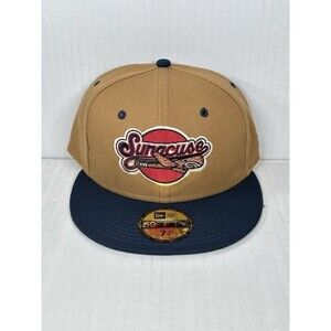 New Era 59FIFTY Syracuse SkyChiefs Fitted Hat Cap MiLB Wheat / Navy Size 7 1/4